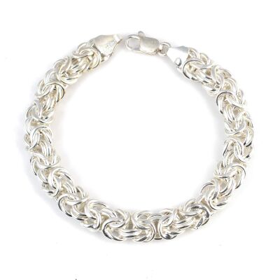 925 Ayar Gümüş Yassı Kral Zincir Bileklik - 4