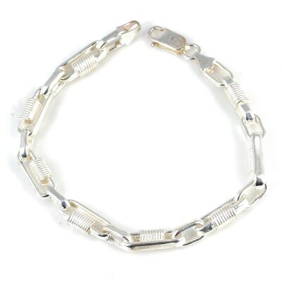 925 Ayar Gümüş Yay Desenli Düz Astar Bileklik - 1