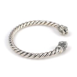 925 Ayar Gümüş Yeleli Aslan Başı Burgu Kol Erkek Bileziği - 4