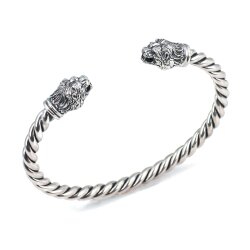 925 Ayar Gümüş Yeleli Aslan Başı Burgu Kol Erkek Bileziği - Nusrettaki