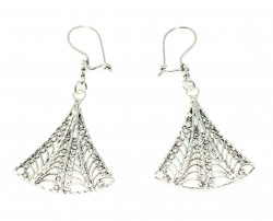 925 Silver Filigree Dangle Earrings Women's Skirt Model - Nusrettaki