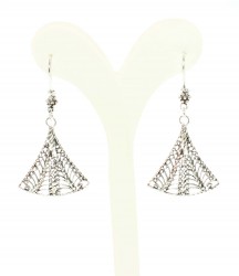 925 Silver Filigree Dangle Earrings Women's Skirt Model - Nusrettaki (1)