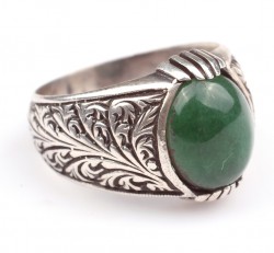 Silver Men Ring with Green Agate - Nusrettaki (1)