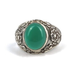 925 Ayar Gümüş Yeşil Akik Taşlı Erkek Yüzük - 8