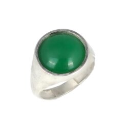 925 Ayar Gümüş Yeşil Taşlı Düz Erkek Yüzüğü - Nusrettaki