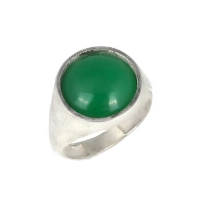 925 Ayar Gümüş Yeşil Taşlı Düz Erkek Yüzüğü - 1