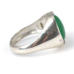 925 Ayar Gümüş Yeşil Taşlı Düz Erkek Yüzüğü - 3