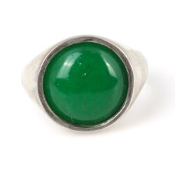 925 Ayar Gümüş Yeşil Taşlı Düz Erkek Yüzüğü - 4