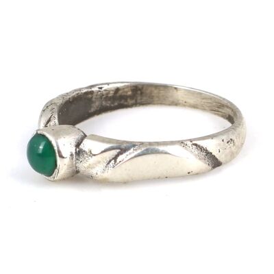 925 Ayar Gümüş Yeşil Taşlı Zarif Yüzük - 5
