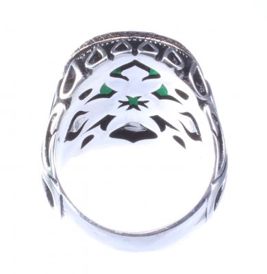 Silver Men Ring with Green CZ - 5
