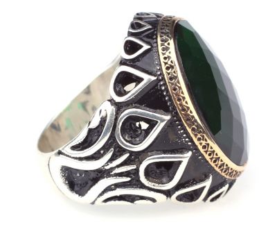 Silver Men Ring with Green CZ - 4