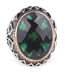 Silver Men Ring with Green CZ - 6