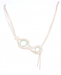 Silver Foxtail Chain Necklace with Green CZ - Nusrettaki (1)