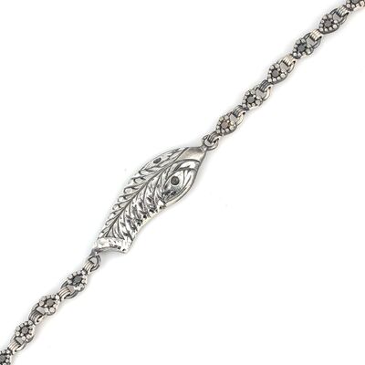 925 Ayar Gümüş Yılan Kafalı Elişi Kalemli Bileklik - 3