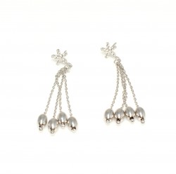 925 Silver Dainty Dangle Earrings with Almond Shaped & Evil Eye Pieces - Nusrettaki (1)