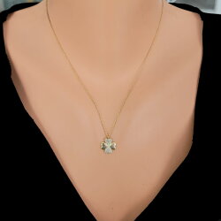 925 Sterling Silver Clover Heart Necklace with White CZ - Nusrettaki