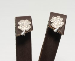 925 Silver Clover Stud Earrings with White Zircons - Nusrettaki (1)