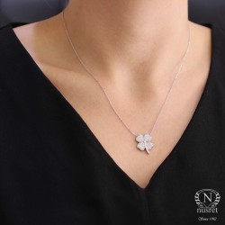 925 Sterling Silver Big Clover Necklace - Nusrettaki