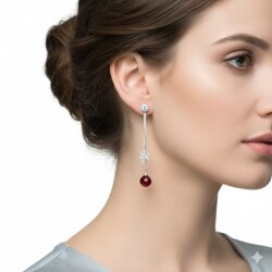 925 Ayar Gümüş Yusufçuk ve Yakut Taşlı Sallantılı Çivi Küpe - Nusrettaki