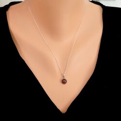 925 Ayar Gümüş Yuvarlak Akik Taşlı Kolye - Nusrettaki