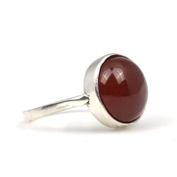 925 Ayar Gümüş Yuvarlak Akik Taşlı Yüzük - 3