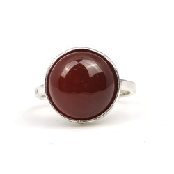 925 Ayar Gümüş Yuvarlak Akik Taşlı Yüzük - 4