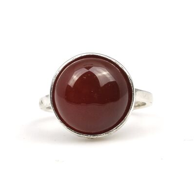 925 Ayar Gümüş Yuvarlak Akik Taşlı Yüzük - 4