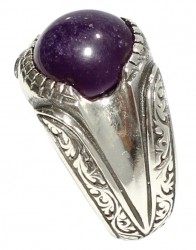 925 Sterling Silver Men Ring With Amethyst - Nusrettaki (1)