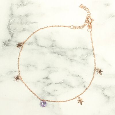 925 Ayar Gümüş Yuvarlak Ametist Taşlı Yusufçuk Model Halhal - 2