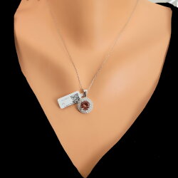 925 Ayar Gümüş Yuvarlak Çift Sıra Zirkonlu Kolye - Nusrettaki