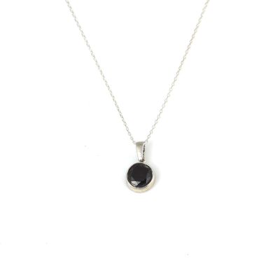 925 Ayar Gümüş Yuvarlak Garnet Taşlı Kolye - 2