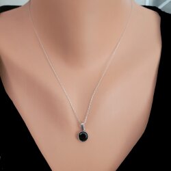 925 Ayar Gümüş Yuvarlak Garnet Taşlı Kolye - Nusrettaki