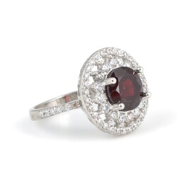 925 Ayar Gümüş Yuvarlak Garnet Taşlı Yüzük - Nusrettaki (1)