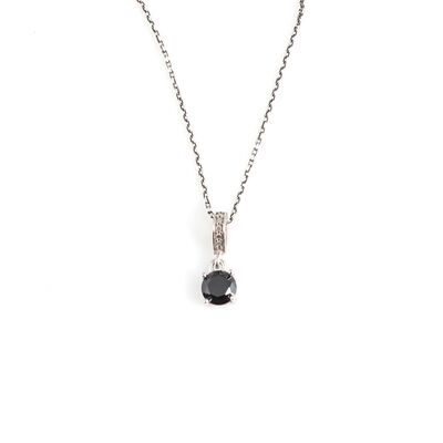 925 Ayar Gümüş Yuvarlak Küçük Boy Oniks Taşlı Kolye - 2