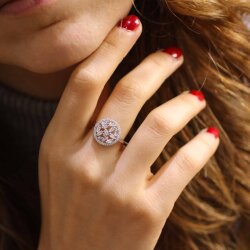 925 Ayar Gümüş Yuvarlak Model Baget Taşlı Yüzük - Nusrettaki