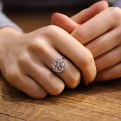 925 Ayar Gümüş Yuvarlak Model Baget Taşlı Yüzük - 3