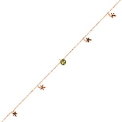 Nusrettaki - 925 Ayar Gümüş Yuvarlak Peridot Taşlı Yusufçuk Model Halhal