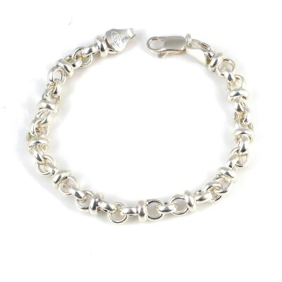 925 Ayar Gümüş Yuvarlak Şarnel Bileklik - 1