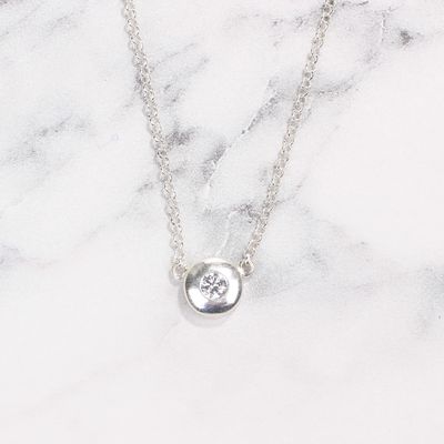 925 Ayar Gümüş Yuvarlak Taşlı Model Kolye - 3