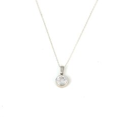 925 Ayar Gümüş Yuvarlak Zirkon Taşlı Kolye - Nusrettaki (1)