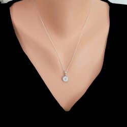 925 Ayar Gümüş Yuvarlak Zirkon Taşlı Kolye - Nusrettaki