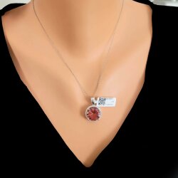 925 Ayar Gümüş Yuvarlak Zultanit Taşlı, Tek Sıra Zirkonlu Kolye - Nusrettaki