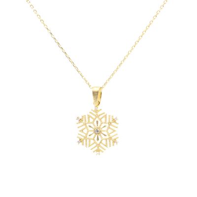 925 Ayar Gümüş Kar Tanesi Kolye - 4