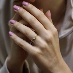 925 Ayar Gümüş Zikzak Yüzük, Sarı - Nusrettaki