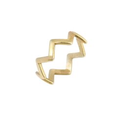 925 Ayar Gümüş Zikzak Yüzük, Sarı - 4