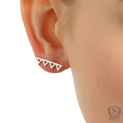 925 Ayar Gümüş Zikzak Earcuff Küpe - 2