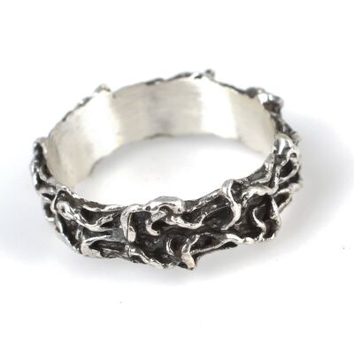 925 Ayar Gümüş Zincir Desenli Yüzük - 3