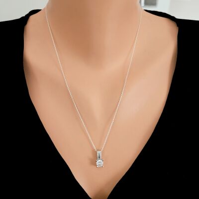 925 Ayar Gümüş Zirkon Taş Kolye - 1