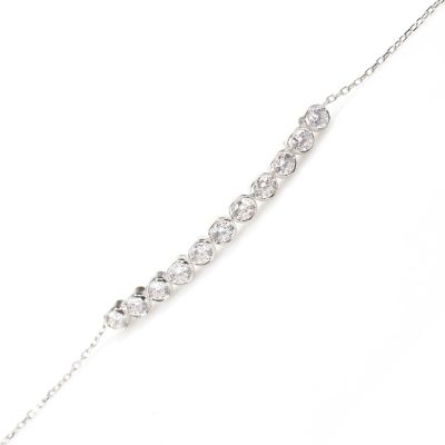 Sterling Silver 11 Row Waterway Bracelet with CZ - 1