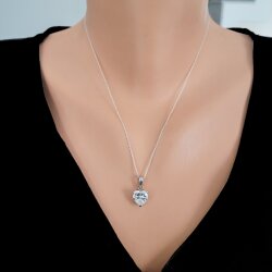 925 Ayar Gümüş Zirkon Taşlı Kalp Kolye - Nusrettaki